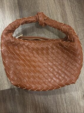 a new day Woven Knot-Handle Mini Bag in Cognac Brown